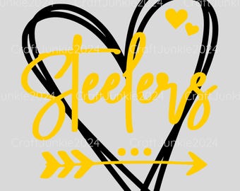 Steelers Vinyl Heart Decal: Cup, Window, Yeti, Tervis, Rtic