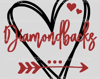 Diamondbacks Vinyl Heart Decal: Car, Cup, Window