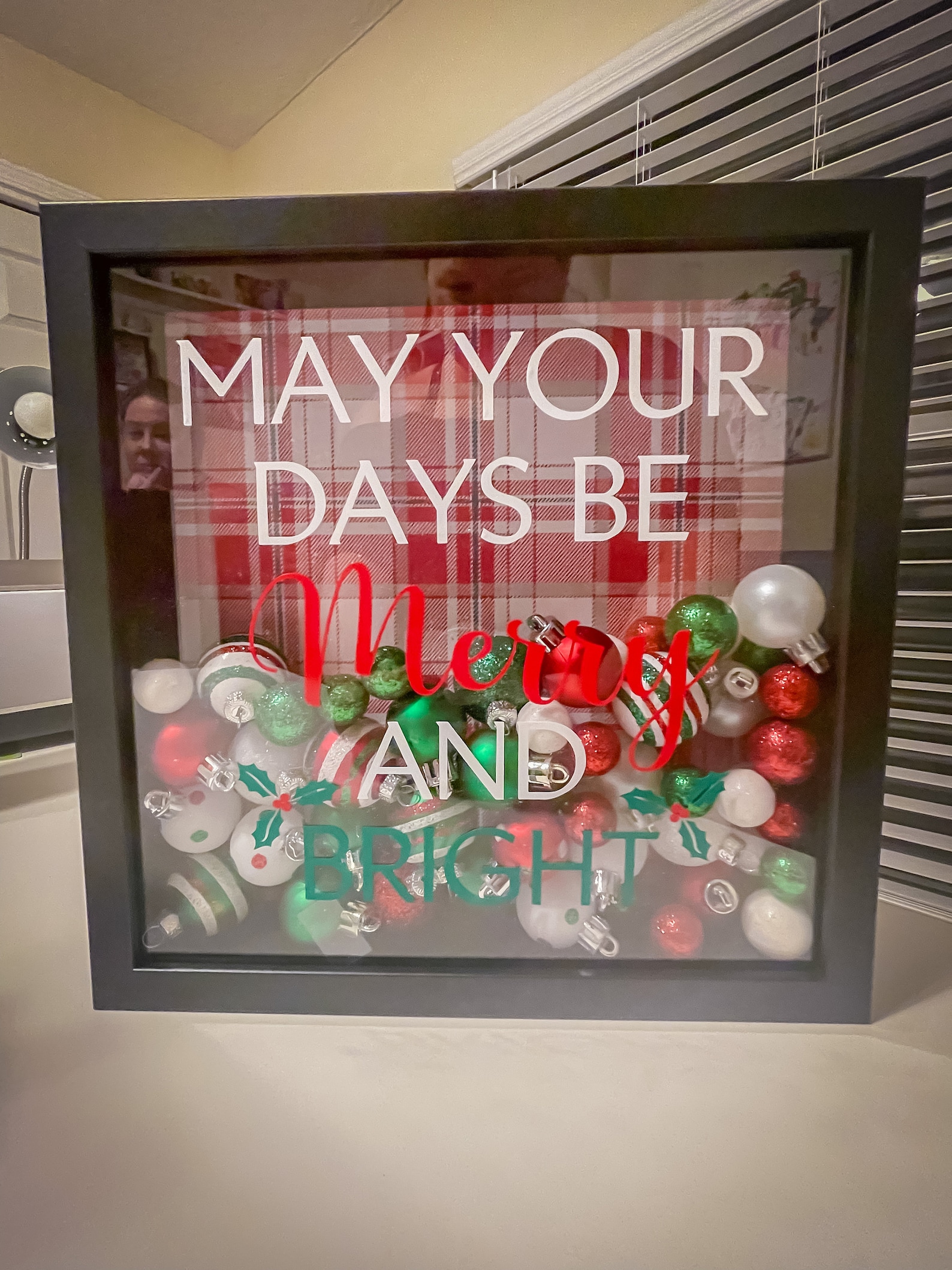 Christmas Ornament Shadow Box Decor, Shadow Box Frame, Christmas Decor