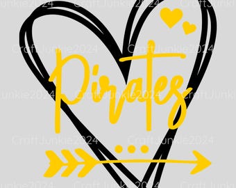 Pirates Vinyl Heart Decal: Cup, Window, Yeti Sticker