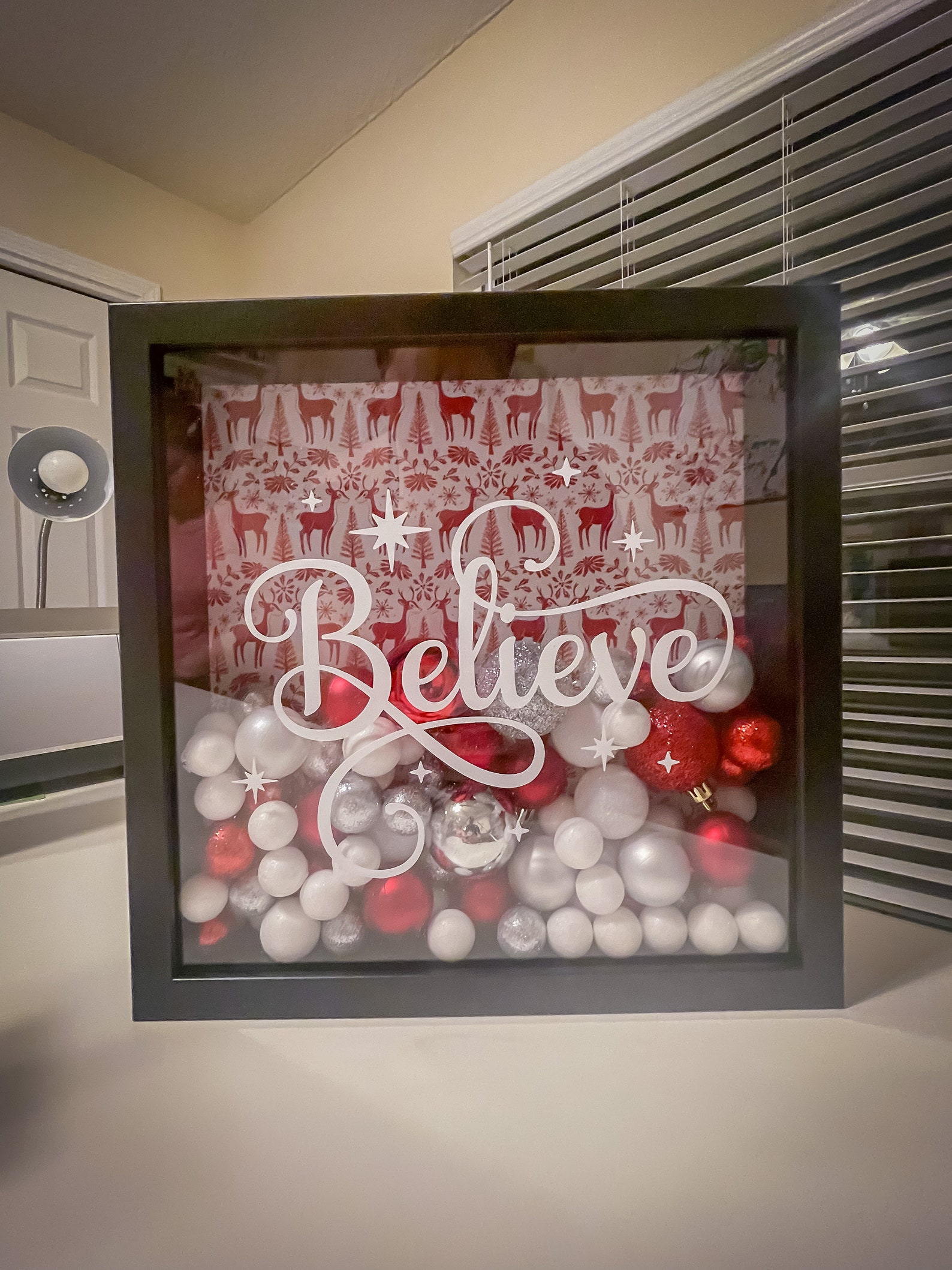 Christmas Ornament Shadow Box Decor, Shadow Box Frame, Christmas Decor