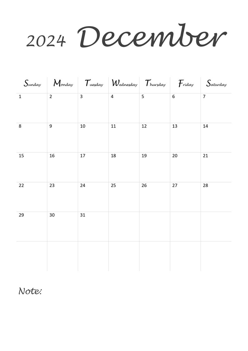 Printable Calendar 2024 Monthly Planner 2024 Letter, A4, Sunday and