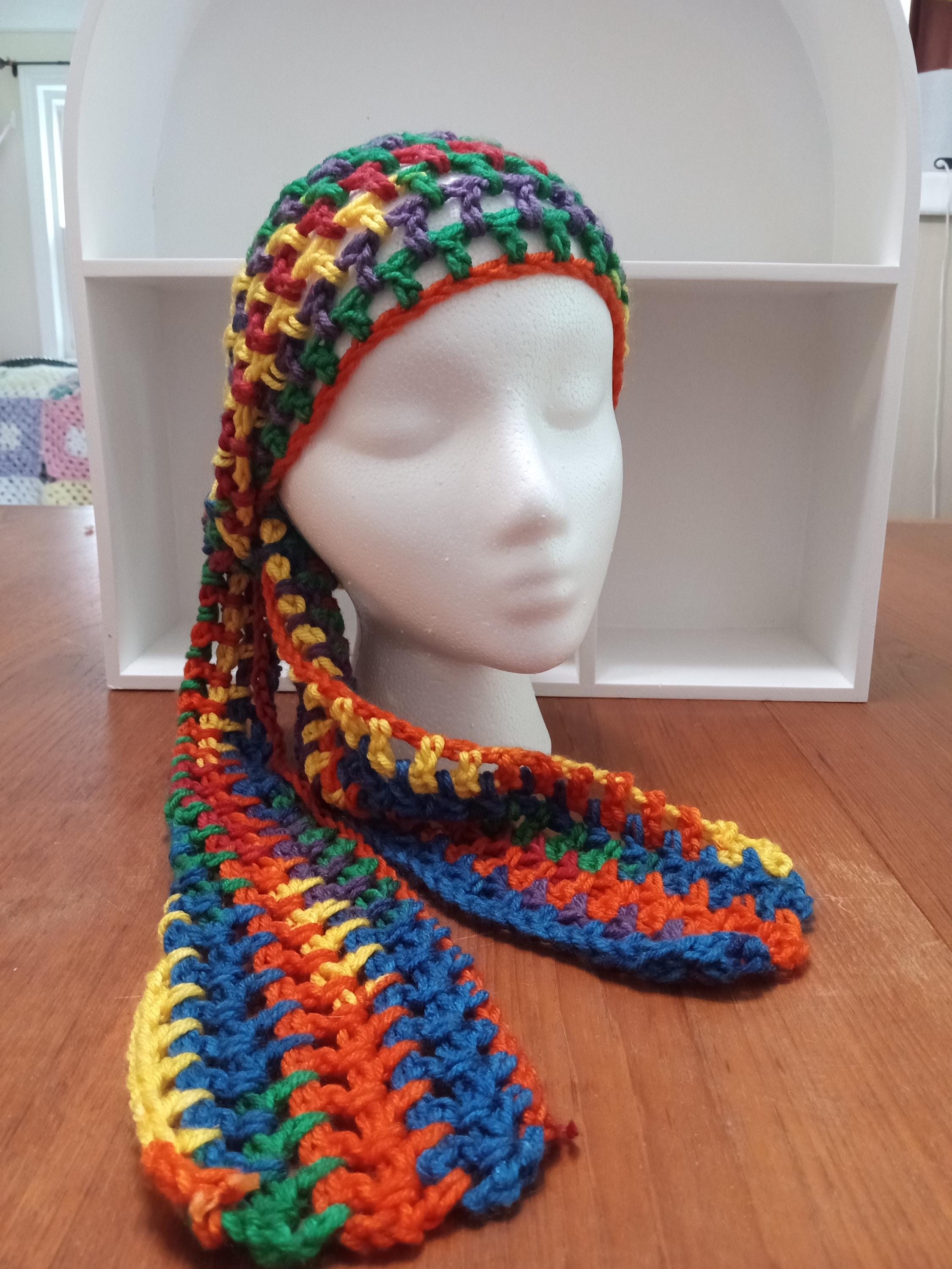 Handmade Crochet Rainbow Headscarf - Etsy display picture 1