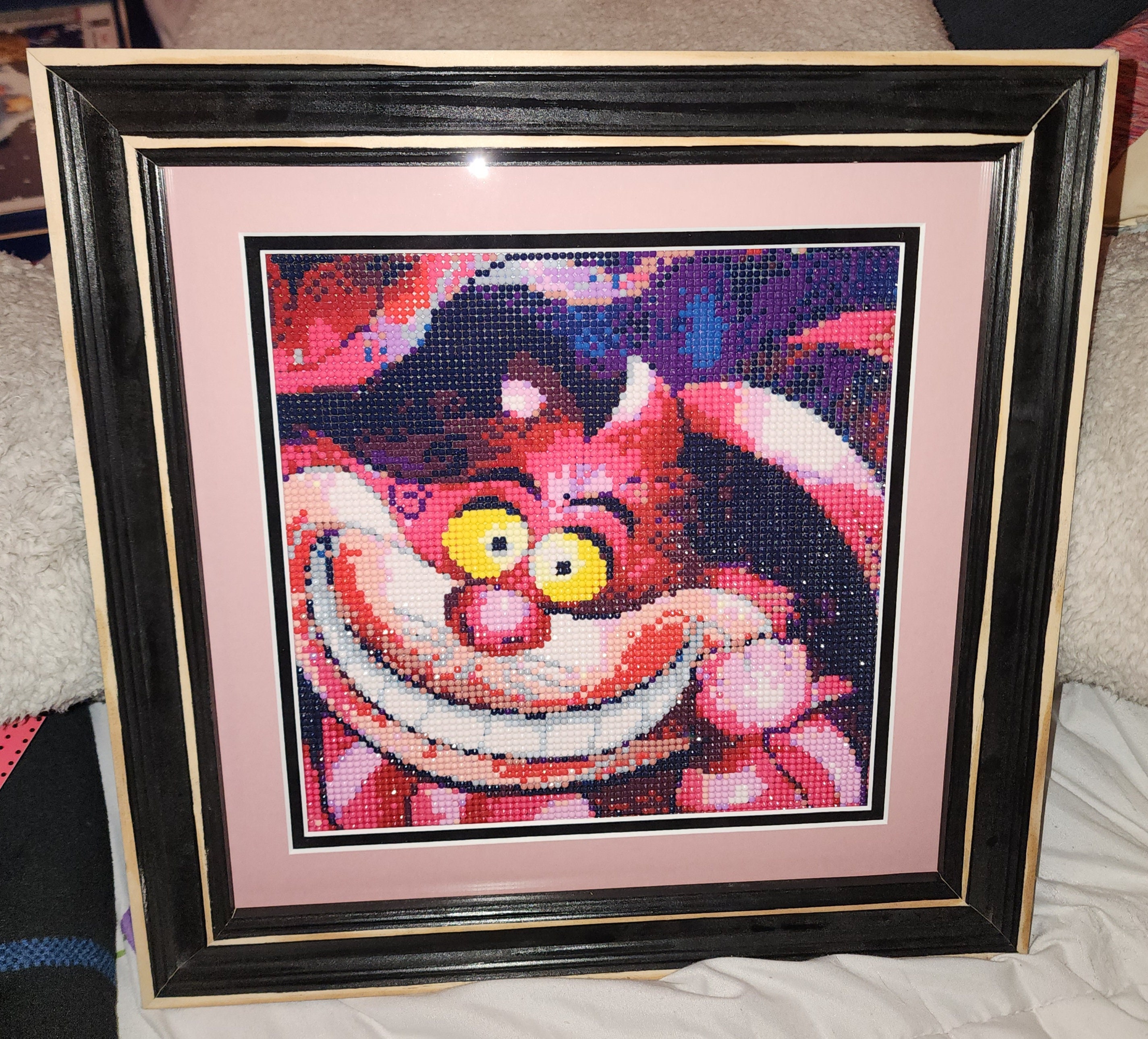 Completed Diamond Painting Cheshire Cat Alice Through the Looking