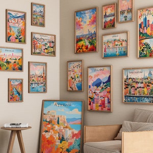 100 Europe City Print Travel Wall Art Cityscape Art Print Travel Wall Poster Printable City Art Colorful Trendy Prints For Wall Decor