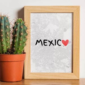 Mexico Wall Art, City Map Minimalist Poster, Travel Poster, Viva Mexico, City Landscape Room Decor, Aesthetic City Printable Art