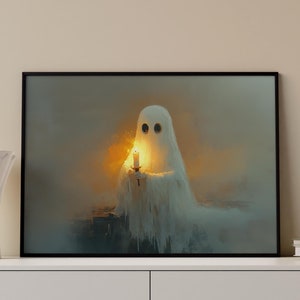 Vintage Ghost Painting Halloween Wall Art Spooky Wall Decor Ghost Print Vintage Printable Halloween Painting Cute Ghost Poster Digital Art