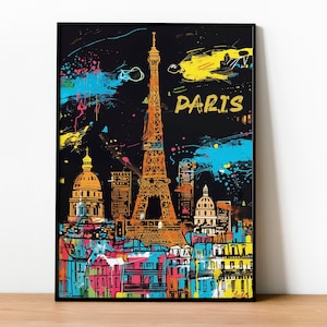 Paris Wall Art, Painting Original Artwork, Abstract Travel Print, City Wall Art, Original Painting, Cityscape Room Decor, Digital Download