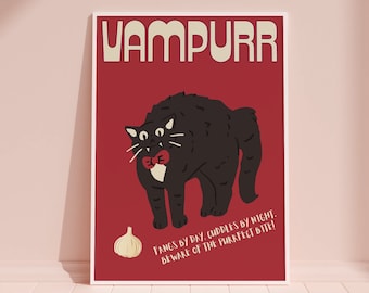 Funny Black Cat Lover, Cat Lover Wall Art, Retro Room Decor, Apartment Decor, Cat Lover Printable Gift, Trendy Wall Decor, Digital Download