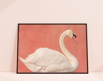 Cisne impresión pared arte vintage pintura imprimible pared decoración estética galería pared arte cartel femenino para imprimir descarga digital estética