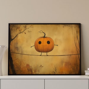 Kürbis Malerei Halloween Dekor Halloween Poster Kinderzimmer Halloween Poster Orange Halloween Druck Niedliches Kürbis Ästhetisches Halloween Dekor