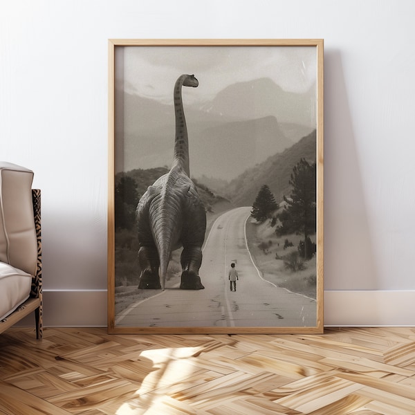 My Best Friend Dinosaur Wall Art For Kids Room Poster Nursery Surreal Wall Decor Nursery Poster Vintage Dinosaur Print Photography Poster