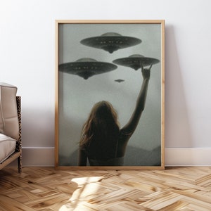 UFO Wall Art UFO Photo Retro UFO Poster Printable Wall Decor Sci Fi Wall Decor Flying Saucer Poster Photography Surreal Art Print Digital
