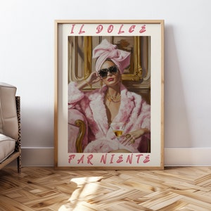 Cartel italiano impresión Il Dolce Far Niente impresión para niñas habitación pared arte cita italiana cartel rosa de moda arte de pared femenino imprimible