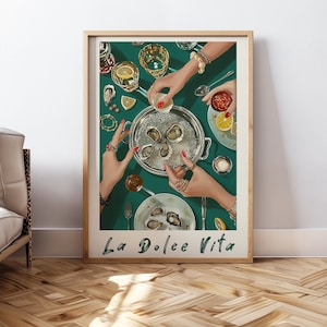 La Dolce Vita impresión para cocina retro pared arte italiano cartel cita pared arte cocina de moda impresión verde retro pared decoración arte imprimible