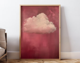 Roze wolk kunst voor muur print esthetische muur decor roze poster voor muur maximalistische schilderij abstracte minimalistische muur kunst digitale download