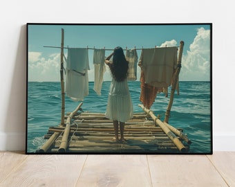 Laundry Day Print For Laundry Room Decor Aesthetic Beach House Wall Art Coastal Wall Decor Retro Photography Print Poster Art Women