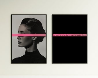 女性的な壁アート、ミニマリストの壁装飾、美的な壁ポスター、ガーリーなプリント、ピンクの壁アート、女性のエンパワーメントポスター、インスピレーションを与えるアート