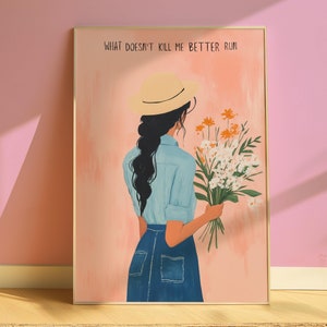 Impresión de pared botánica, arte inspirador, pintura femenina para decoración de pared, arte de pared con cita, póster rosa, lindo diseño floral, arte de pintura botánica