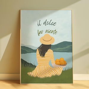Feminine Wall Art Italian Poster Print Il Dolce Far Niente Art Print Woman Wall Decor Italian Quote Print Printable Painting Aesthetic Art