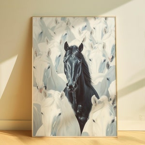 Western Wall Print Horse Painting Aesthetic Rustic Farmhouse Decor Animal Wall Print For Wall Decor Vintage Horse Print Black And White Art