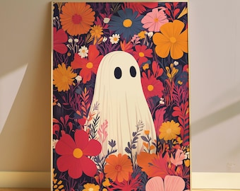 Ghost Posters Halloween Print Nursery Wall Art Funny Halloween Poster Cute Ghost Design Halloween Printable Poster Girly Wall Print Download
