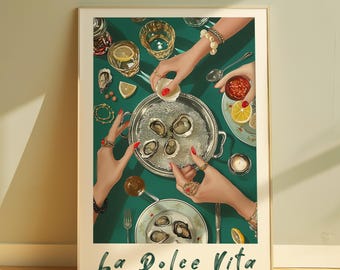 La Dolce Vita kökstavla, retro italiensk väggkonst (digital nedladdning)