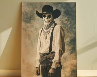 Western Halloween Print Cowboy Wall Art Halloween Print Western Poster Dark Academia Wall Art Cowboy Painting Printable Spooky Wall Decor