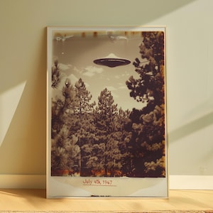 UFO-foto Sci-fi-konst Vintage utskrivbar affisch Vintage fotografitryck Alien väggkonst Alien affisch UFO-dekor Jag vill tro digital konst