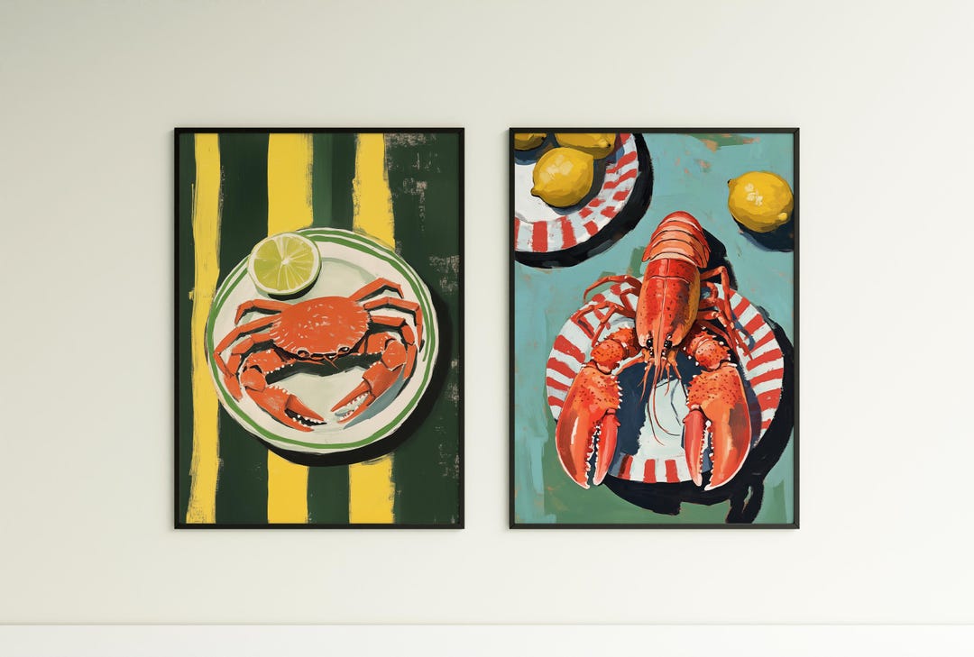 300 mediterranean kitchen posters bundle, retro café... Kitchen Wall Prints Sea Food Poster Kitchen Paintings Printable Food ...