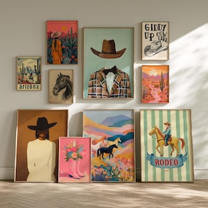 270 westerngalerij muurafdrukken cowgirl-posters westernposters woestijnmuurkunst wilde westenafdrukken cowboyposters girlyposters afdrukbare kunst