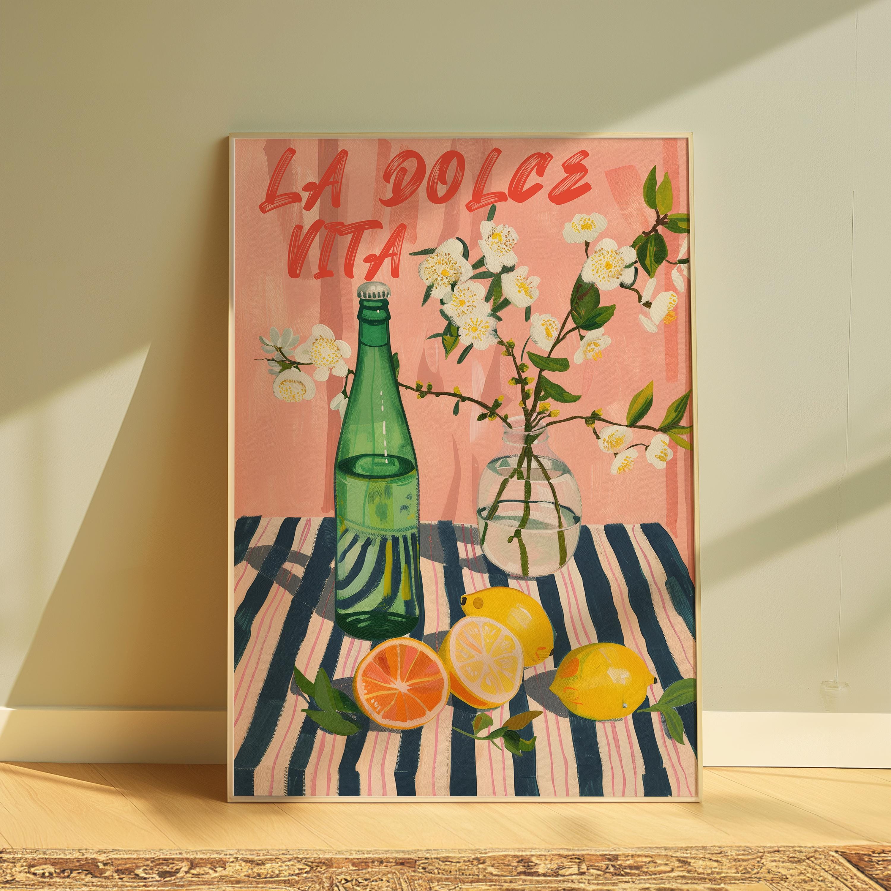 Hand Drawn La Dolce Vita Print Kitchen Wall Art Italian Poster Bar