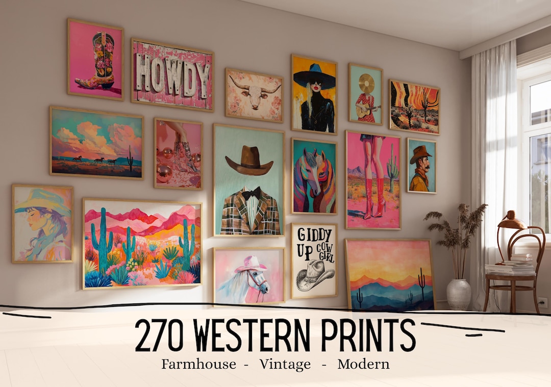 270 Western Wall Prints Cowgirl Poster Western Posters Desert Print Wild West Wall Art Pin