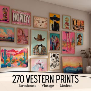270 Western Wall Prints Cowgirl Poster Western Posters Desert Print Wild West Wall Art Pink Western Art Cowboy Prints Girly Poster Printable image 1