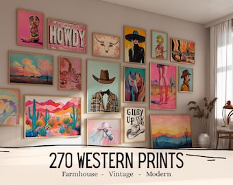 270 Western Wall Prints Cowgirl Poster Western Posters Desert Print Wild West Wall Art Pink Western Art Cowboy Prints Girly Poster Printable