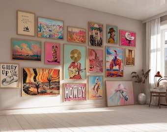 Set Of 200 Western Wall Art Prints Cowgirl Poster Print Girly Posters Cowboy Prints Desert Wall Art Western Prints Set Retro Cowboy Posters