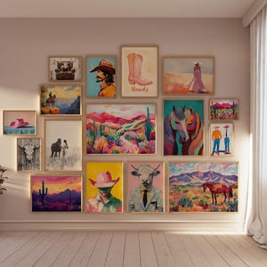 80 Western Posters Cowgirl Prints Cowboy Wall Art Western Gallery Set Wild West Print Western Paintings Girly Posters Cowgirl Wall Art