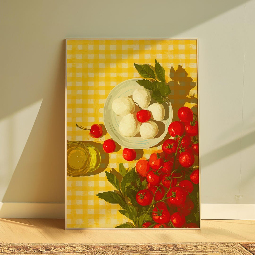 Caprese Still Life Kitchen Art Print Italian Kitchen Art Rustic Kitchen ...