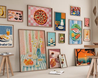 Set Of 500 Kitchen Wall Prints Kitchen Posters For Wall Decor Dining Room Art Print Food Wall Art Bar Cart Posters Modern Printable Art