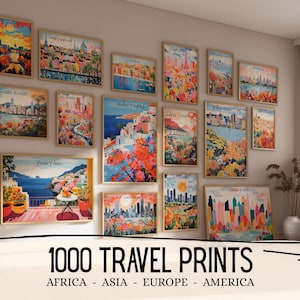 Set Of 1000 Travel Posters City Wall Art Cityscape Painting Travel Painting Aesthetic Room Decor Cities Print Landscape Painting Printable