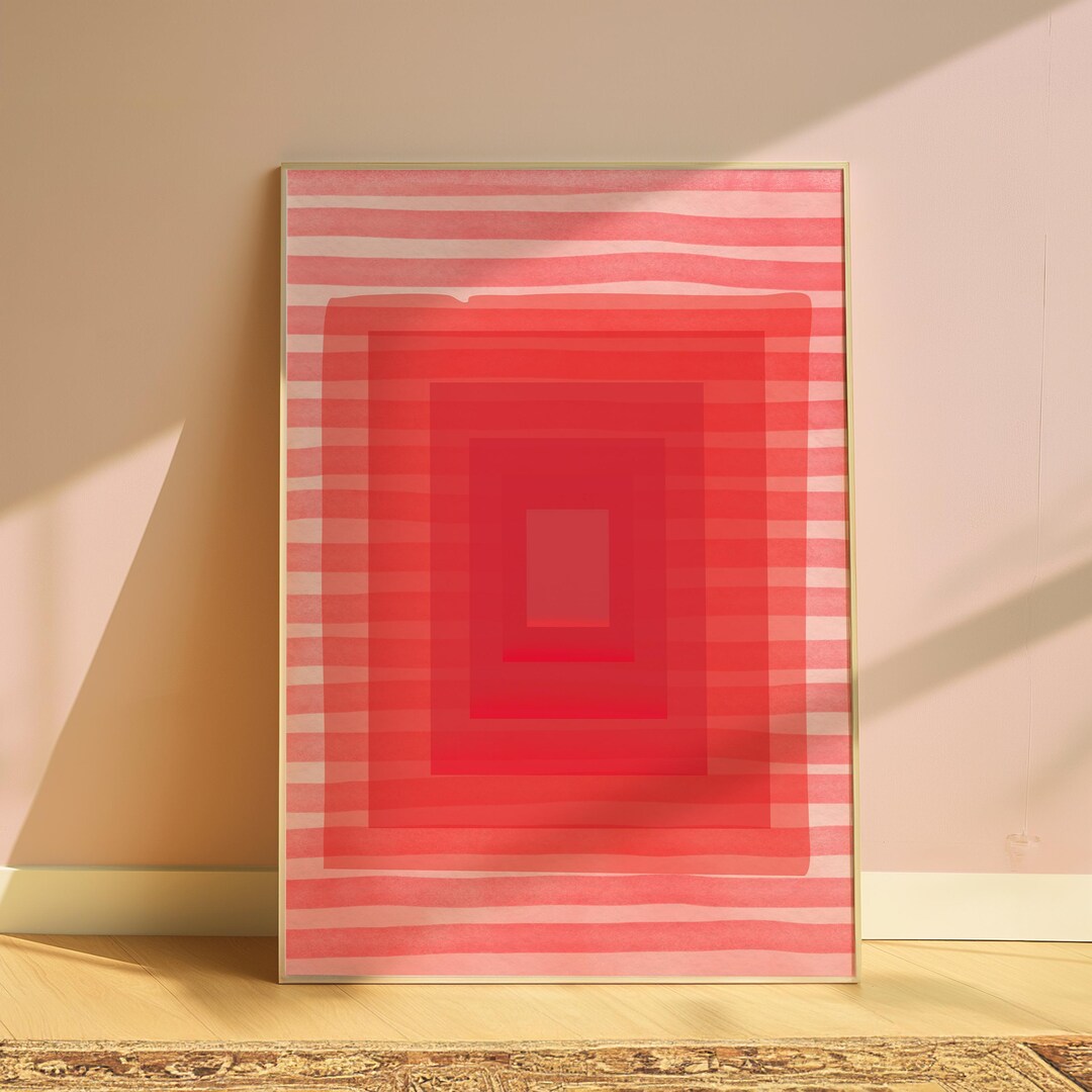 Minimalist Red Abstract Geometric Poster | Modern Wall Art Print | Bold ...