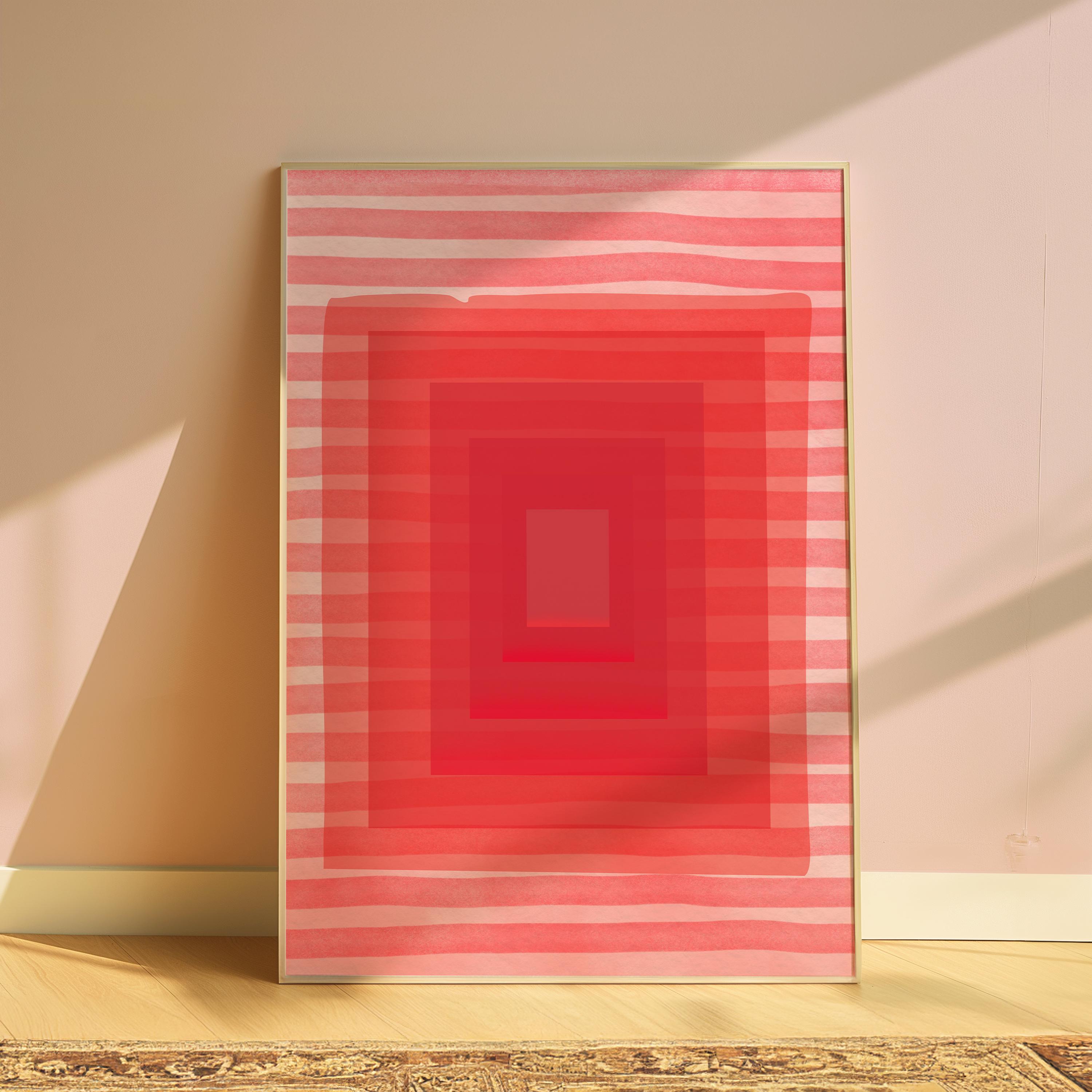 Minimalist Red Abstract Geometric Poster | Modern Wall Art Print | Bold ...