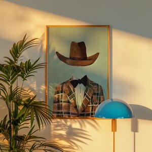 Hand Drawn Cowboy Painting Western Wall Art Wild West Poster Retro Cowboy Poster Vintage Cowboy Print Wild West Home Decor Printable Poster image 7