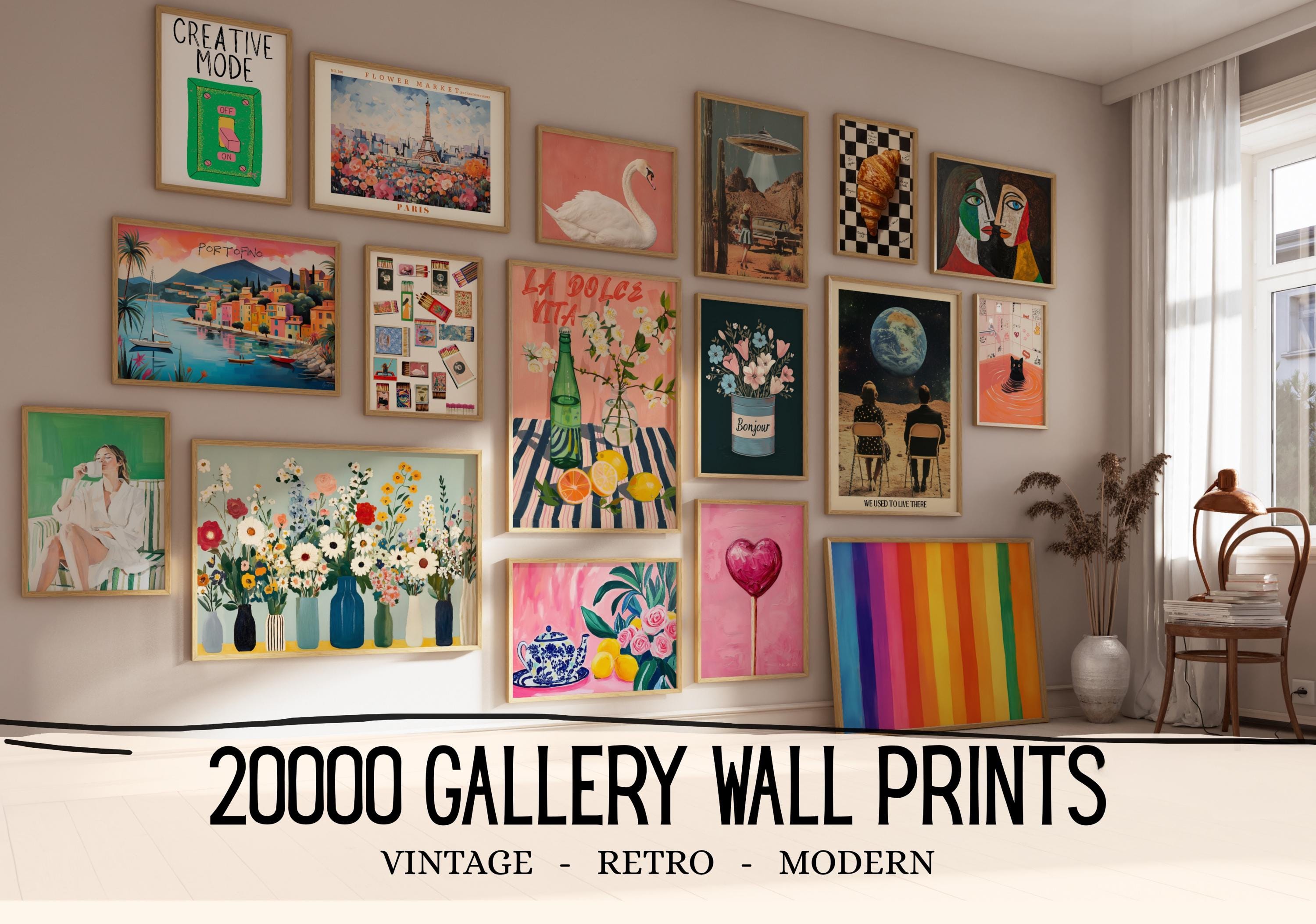 20000 Gallery Set of Printable Wall Art Trendy Retro Prints