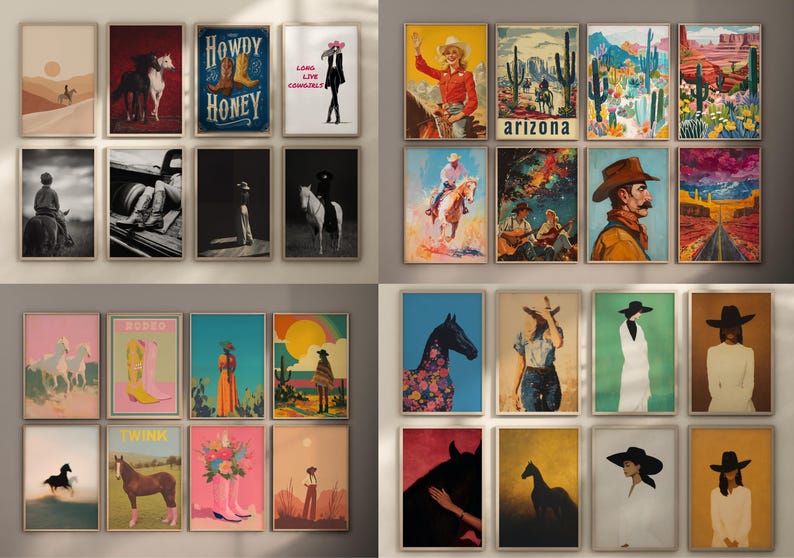 Set Of 160 Western Posters Cowgirl Prints Cowboy Wall Art Western Gallery Wild West Print Western Paintings Girly Posters Cowgirl Wall Art image 5