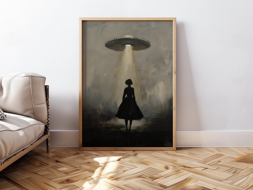Vintage UFO Art Print Vintage Painting Wall Art Sci Fi Poster Wall ...