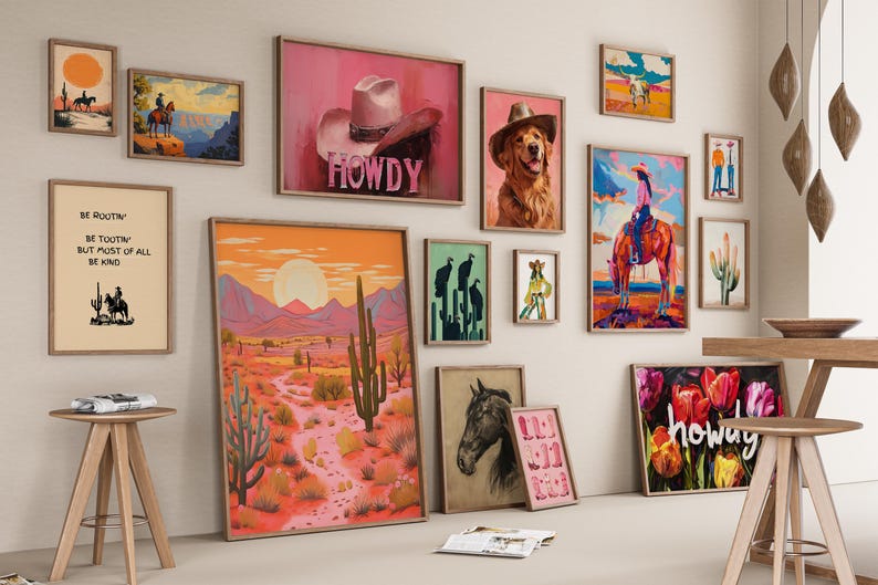270 Western Wall Prints Cowgirl Poster Western Posters Desert Print Wild West Wall Art Pink Western Art Cowboy Prints Girly Poster Printable image 2
