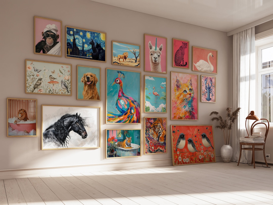 Set of 250 Animal Wall Art Animal Prints Nursery Wall Art Kids Room ...