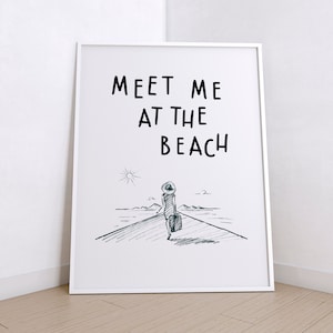 Beach Print Trendy Coastal, Meet Me At The Beach, Beach House Decor, Ocean Wall Art, Girly Print, Pcean Vibes, Digital Download