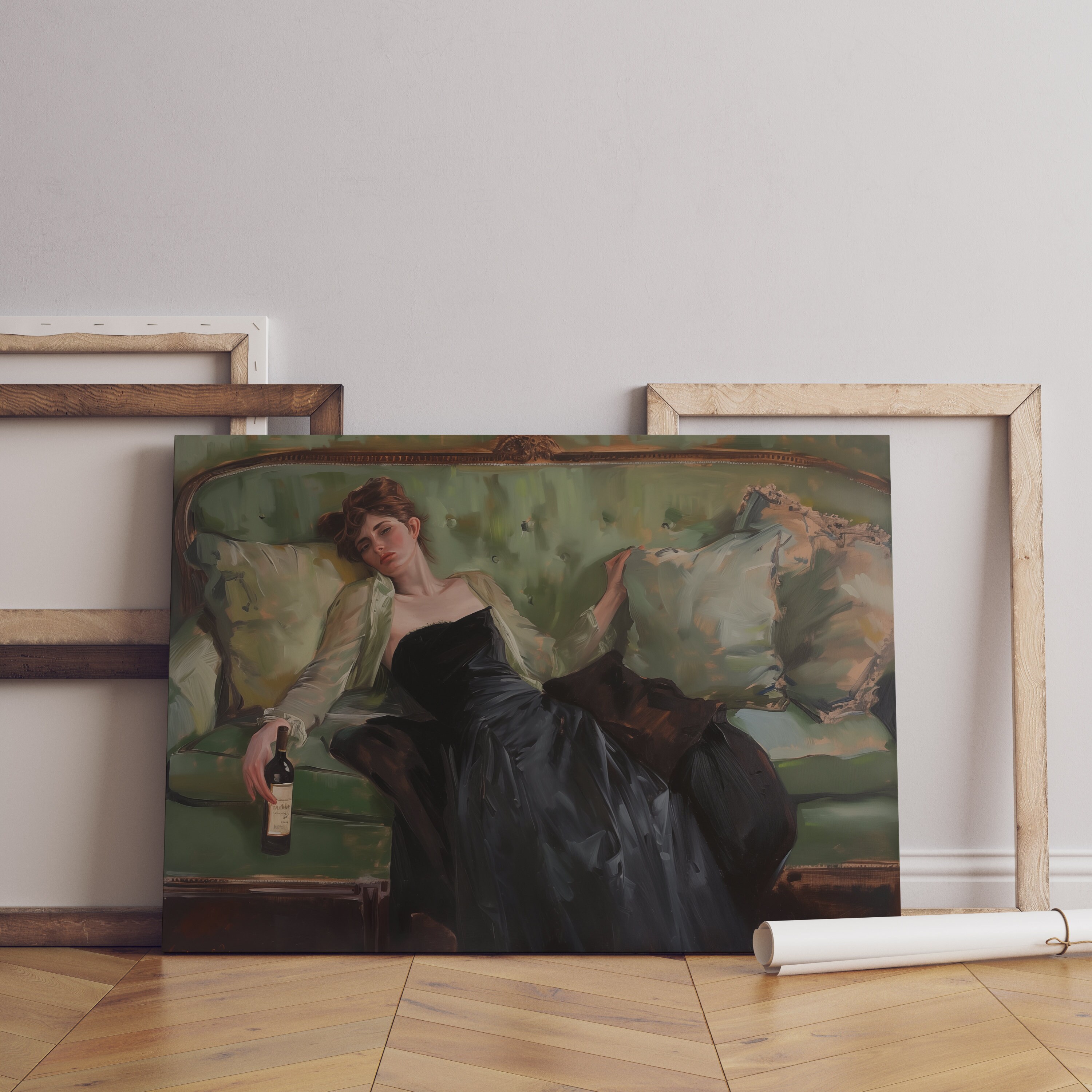 Decadent Young Woman Portrait Vintage Original Painting for Bar Poster ...